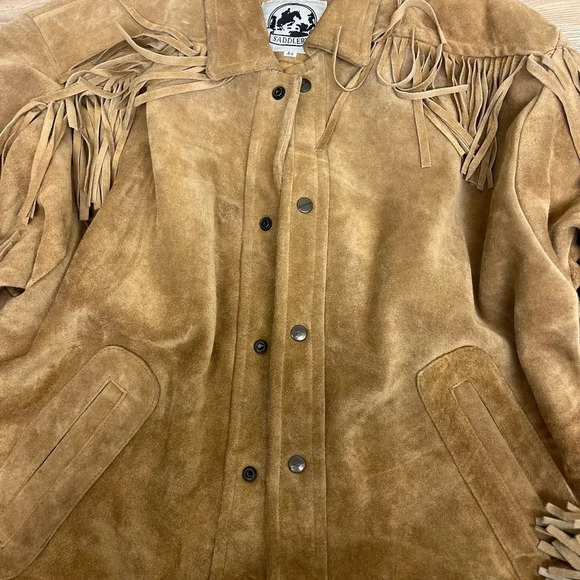 Men’s Suede Leather Fringed Western Jacket size XL - Picture 10 of 14